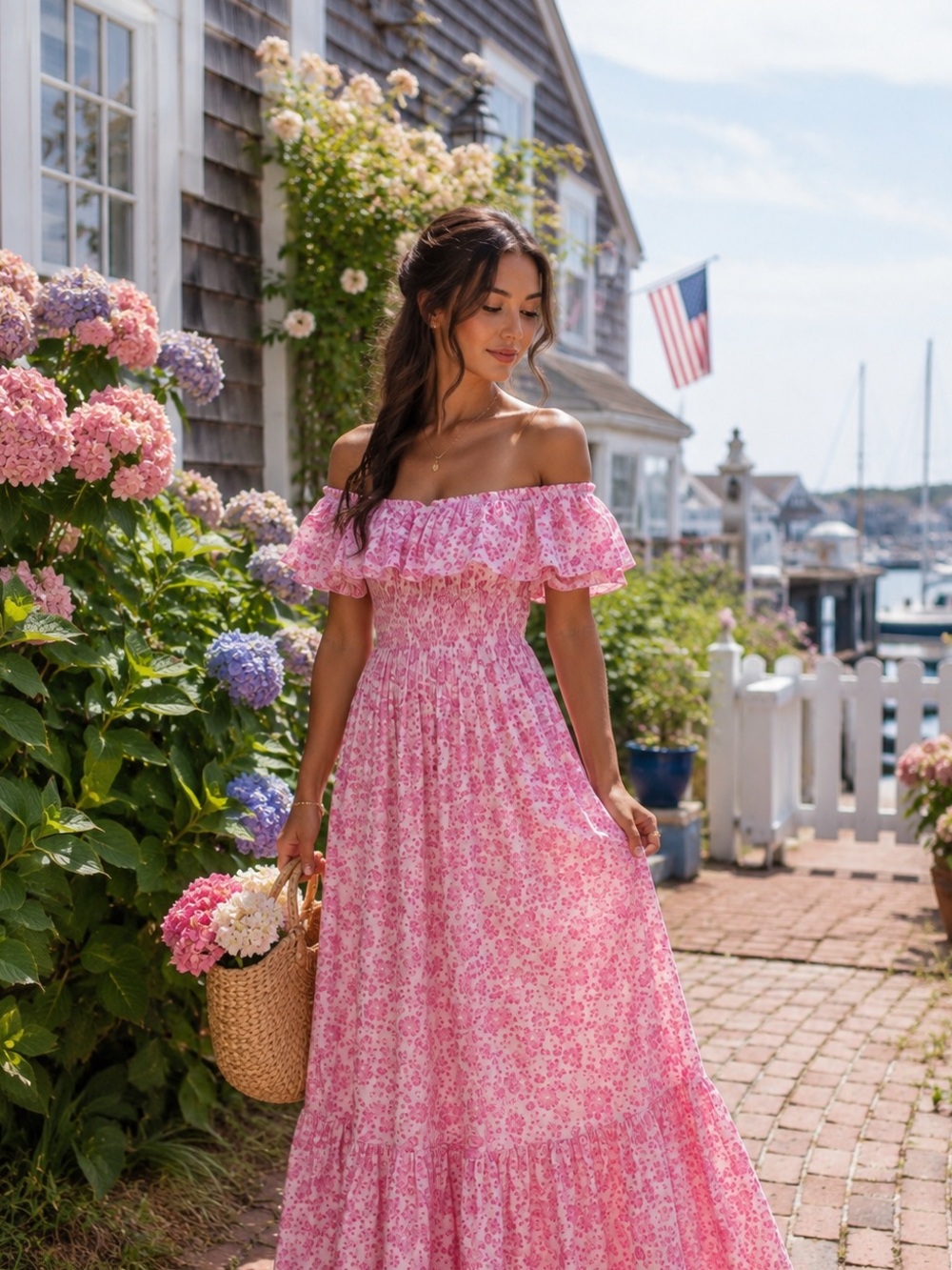 LoveShackFancy Pink Floral Maxi Dress | Feminine Romantic Coquette Garden Party